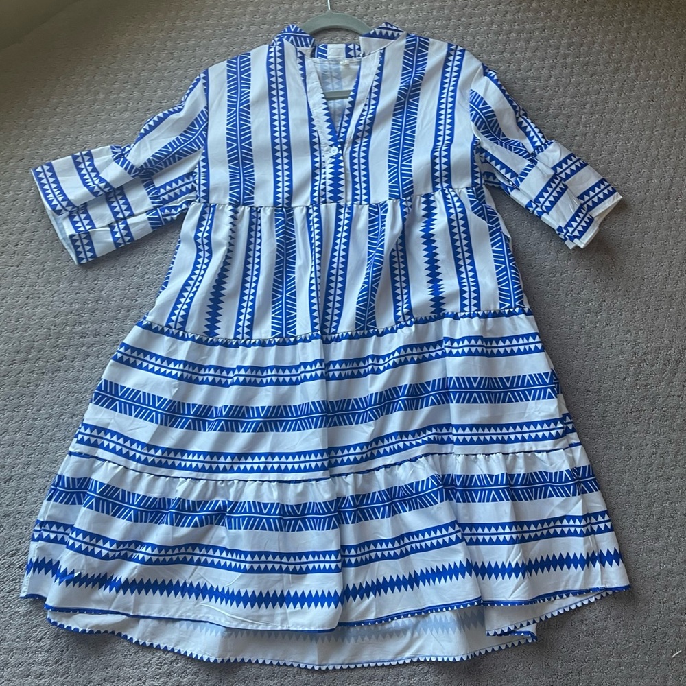 Resort dress blue & white M